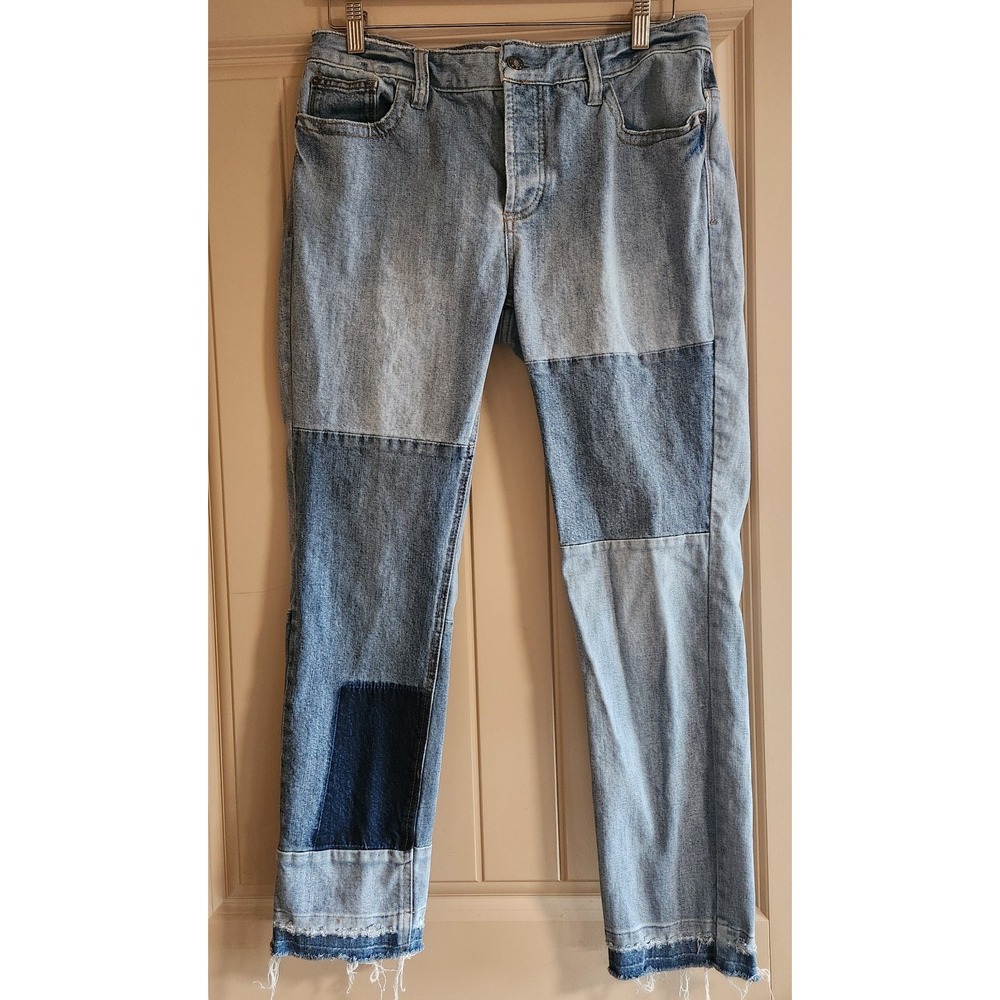 Free People Raw Hem Women's Patchwork Jeans - Size 30 - Button Fly EUC